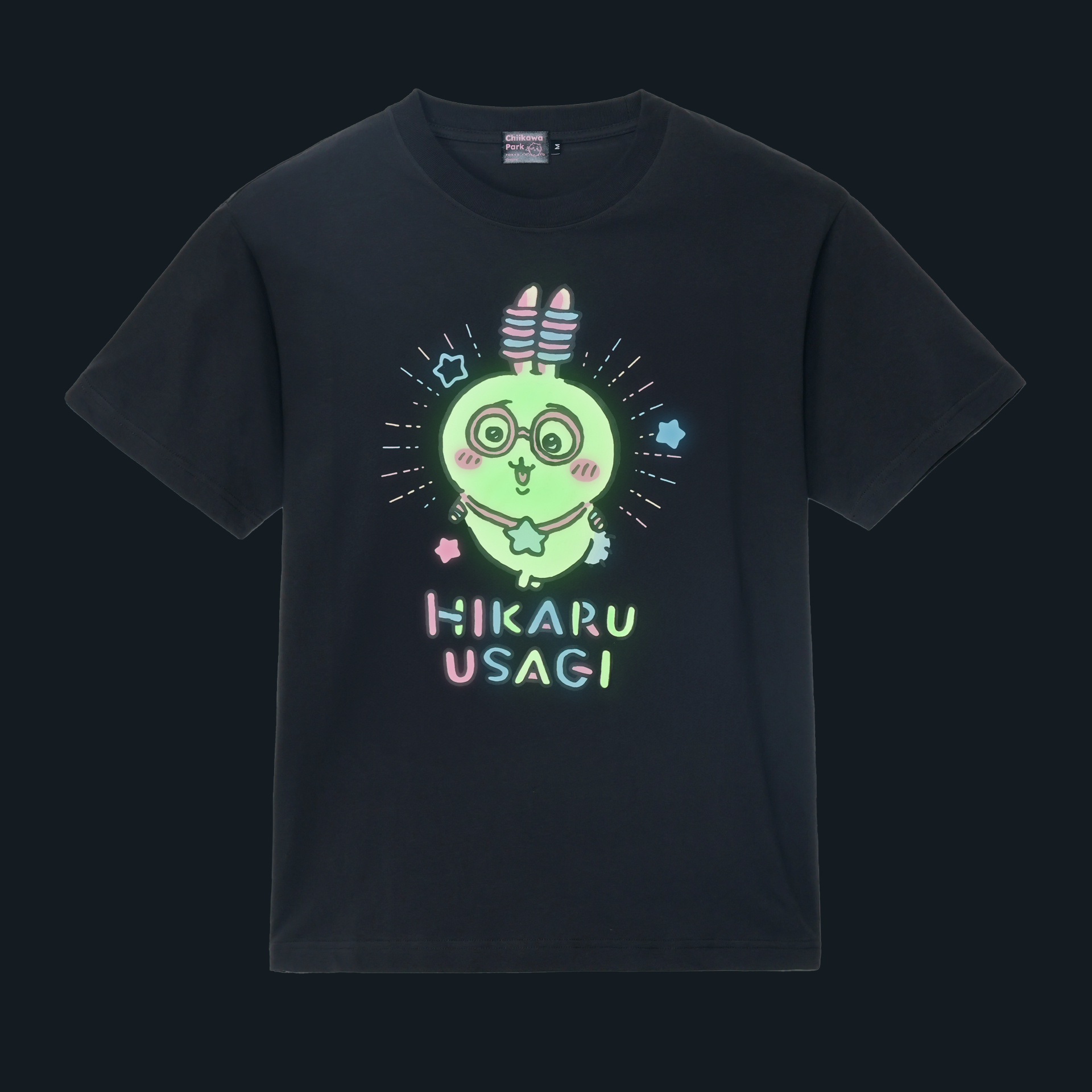 ちいかわパーク 蓄光Tシャツ 光るうさぎ ブラック 3